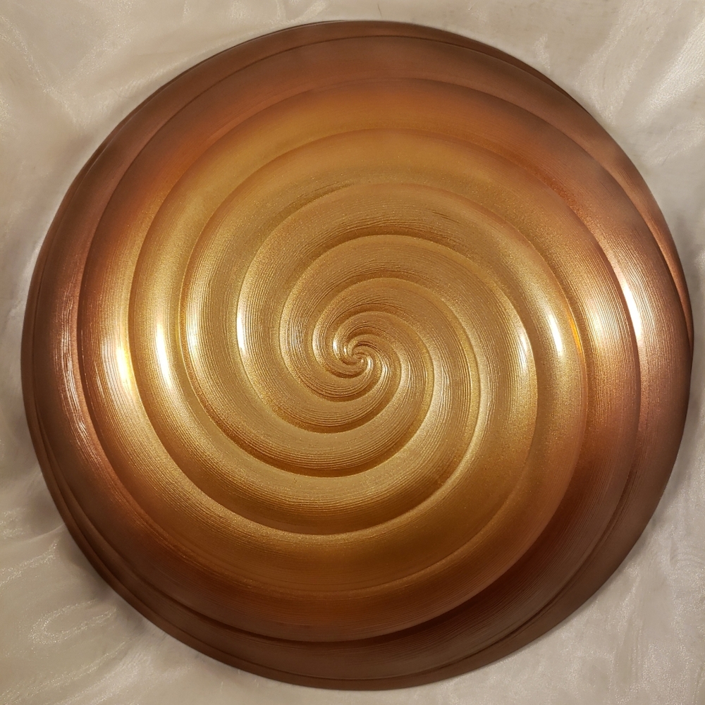 Beautiful Large Irridescent Spiral Glass Serving Bowl